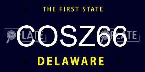 COSZ66 Delaware License Plate