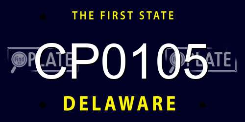 CP0105 Delaware License Plate
