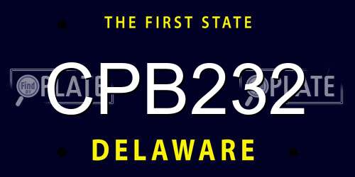 CPB232 Delaware License Plate