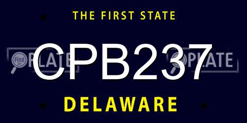 CPB237 Delaware License Plate