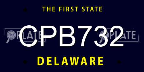 CPB732 Delaware License Plate