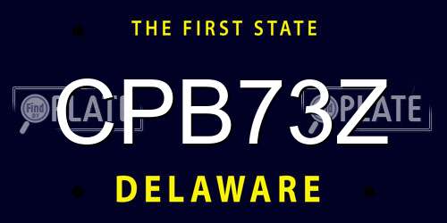 CPB73Z Delaware License Plate