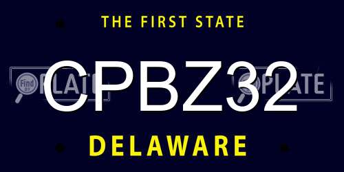 CPBZ32 Delaware License Plate