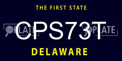 CPS73T Delaware License Plate