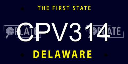 CPV314 Delaware License Plate