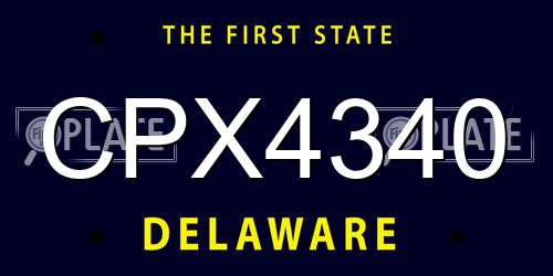 CPX4340 Delaware License Plate