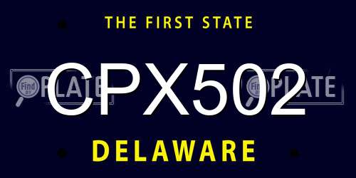 CPX502 Delaware License Plate