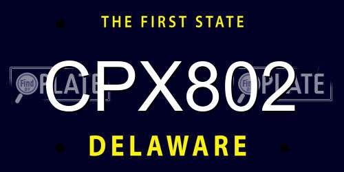 CPX802 Delaware License Plate