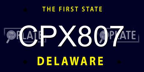 CPX807 Delaware License Plate