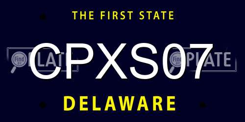 CPXS07 Delaware License Plate