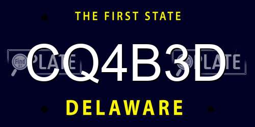 CQ4B3D Delaware License Plate