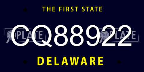 CQ88922 Delaware License Plate