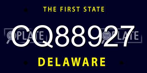 CQ88927 Delaware License Plate