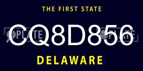 CQ8D856 Delaware License Plate