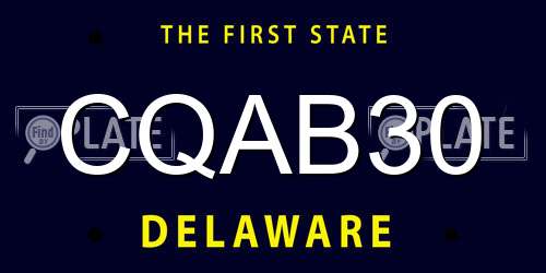 CQAB30 Delaware License Plate