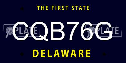 CQB76G Delaware License Plate