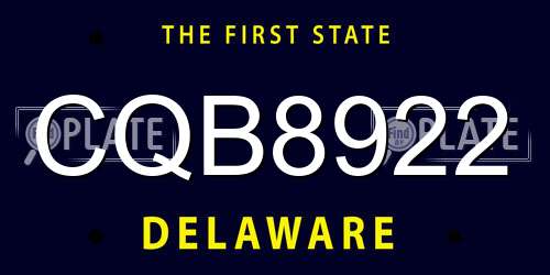 CQB8922 Delaware License Plate