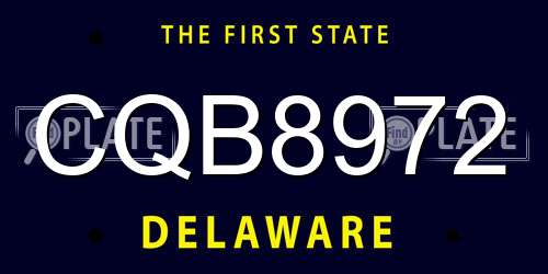 CQB8972 Delaware License Plate