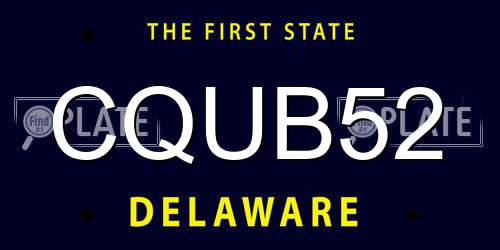 CQUB52 Delaware License Plate