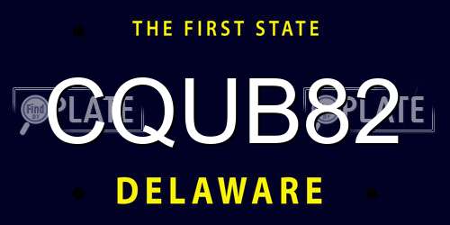 CQUB82 Delaware License Plate