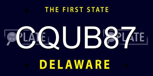 CQUB87 Delaware License Plate