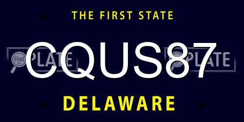 CQUS87 Delaware License Plate