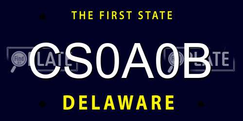 CS0A0B Delaware License Plate