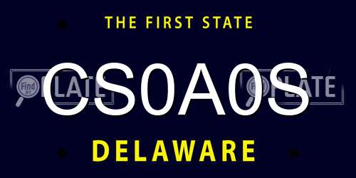 CS0A0S Delaware License Plate