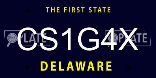CS1G4X Delaware License Plate