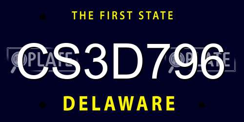 CS3D796 Delaware License Plate