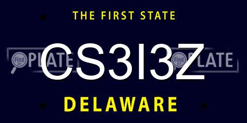 CS3I3Z Delaware License Plate