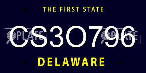 CS3O796 Delaware License Plate