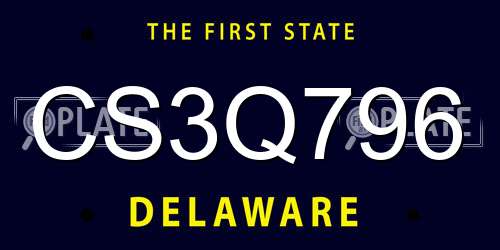 CS3Q796 Delaware License Plate
