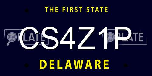 CS4Z1P Delaware License Plate