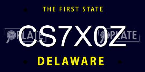 CS7X0Z Delaware License Plate