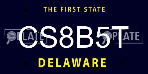 CS8B5T Delaware License Plate