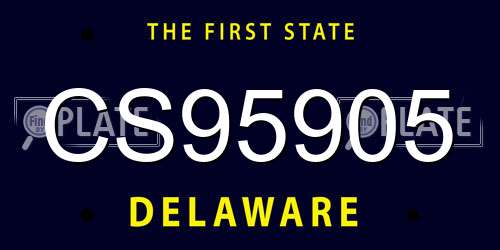 CS95905 Delaware License Plate