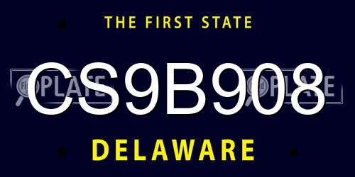 CS9B908 Delaware License Plate