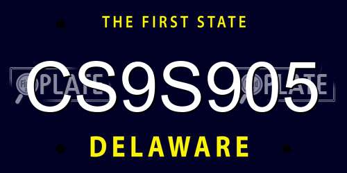 CS9S905 Delaware License Plate
