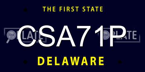 CSA71P Delaware License Plate