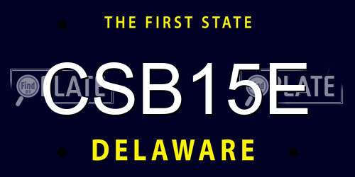 CSB15E Delaware License Plate