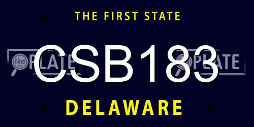 CSB183 Delaware License Plate
