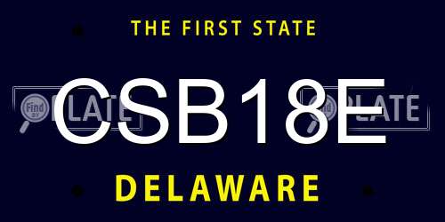 CSB18E Delaware License Plate
