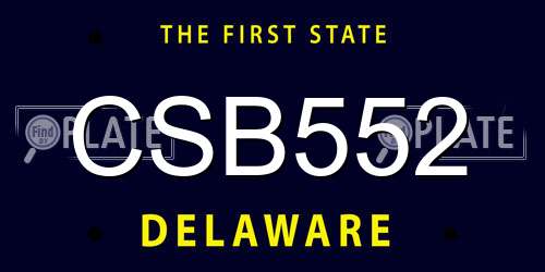 CSB552 Delaware License Plate