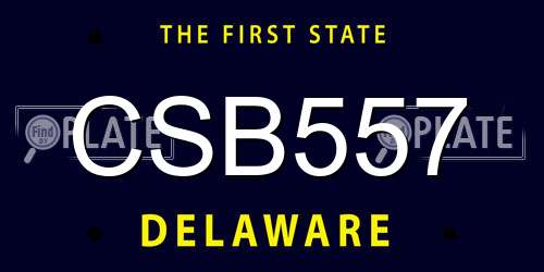 CSB557 Delaware License Plate