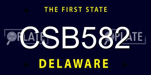CSB582 Delaware License Plate