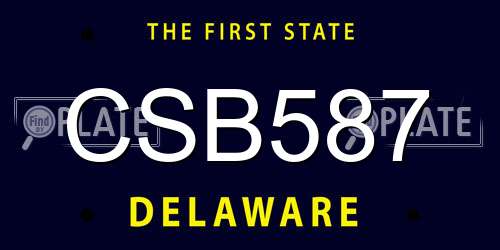 CSB587 Delaware License Plate