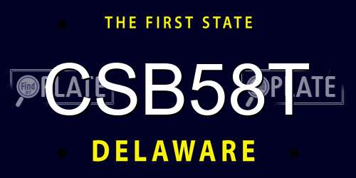 CSB58T Delaware License Plate