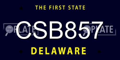 CSB857 Delaware License Plate