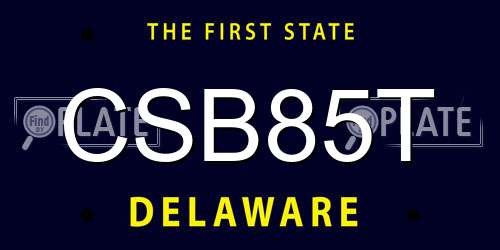 CSB85T Delaware License Plate